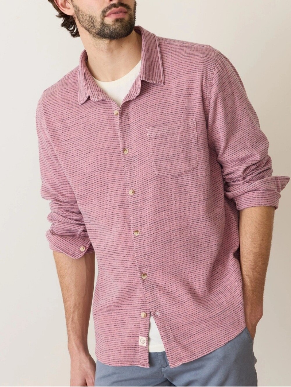 Marine Layer Stretch Selvage Long Sleeve Shirt Size Large NEW